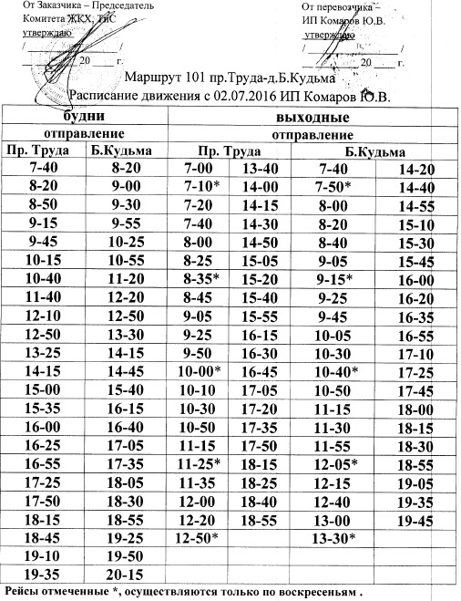 Расписание 101 автобуса